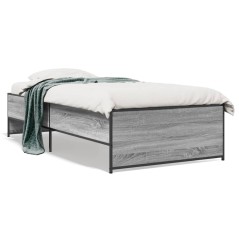 vidaXL Bettgestell Grau Sonoma 90x190 cm Holzwerkstoff und Metall