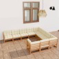 10-tlg. Garten-Lounge-Set Kissen Honigbraun Kiefer Massivholz 10-tlg. Garten-Lounge-Set Kissen Honigbraun Kiefer Massivholz