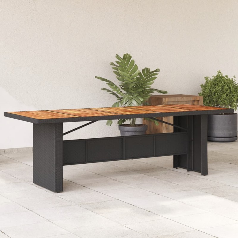 vidaXL Gartentisch mit Holzplatte Schwarz 240x90x75 cm Poly Rattan vidaXL Gartentisch mit Holzplatte Schwarz 240x90x75 cm Poly Rattan