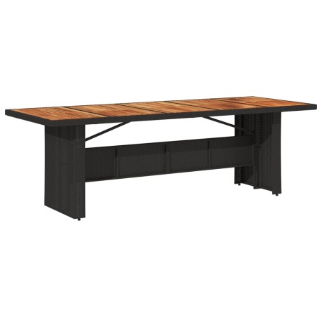 vidaXL Gartentisch mit Holzplatte Schwarz 240x90x75 cm Poly Rattan