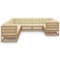 10-tlg. Garten-Lounge-Set Kissen Honigbraun Kiefer Massivholz 10-tlg. Garten-Lounge-Set Kissen Honigbraun Kiefer Massivholz