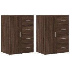 vidaXL Sideboards 2 Stk. Braun Eichen-Optik 59x39x80 cm Holzwerkstoff