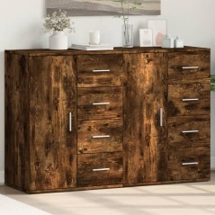 vidaXL Sideboards 2 Stk. Räuchereiche 59x39x80 cm Holzwerkstoff