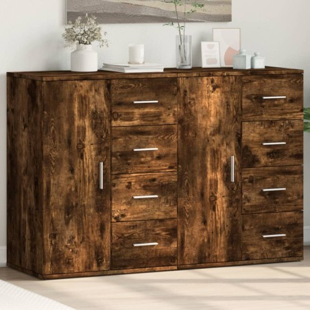 vidaXL Sideboards 2 Stk. Räuchereiche 59x39x80 cm Holzwerkstoff