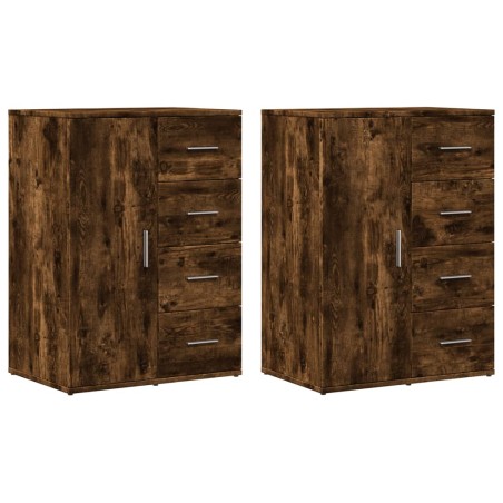 vidaXL Sideboards 2 Stk. Räuchereiche 59x39x80 cm Holzwerkstoff