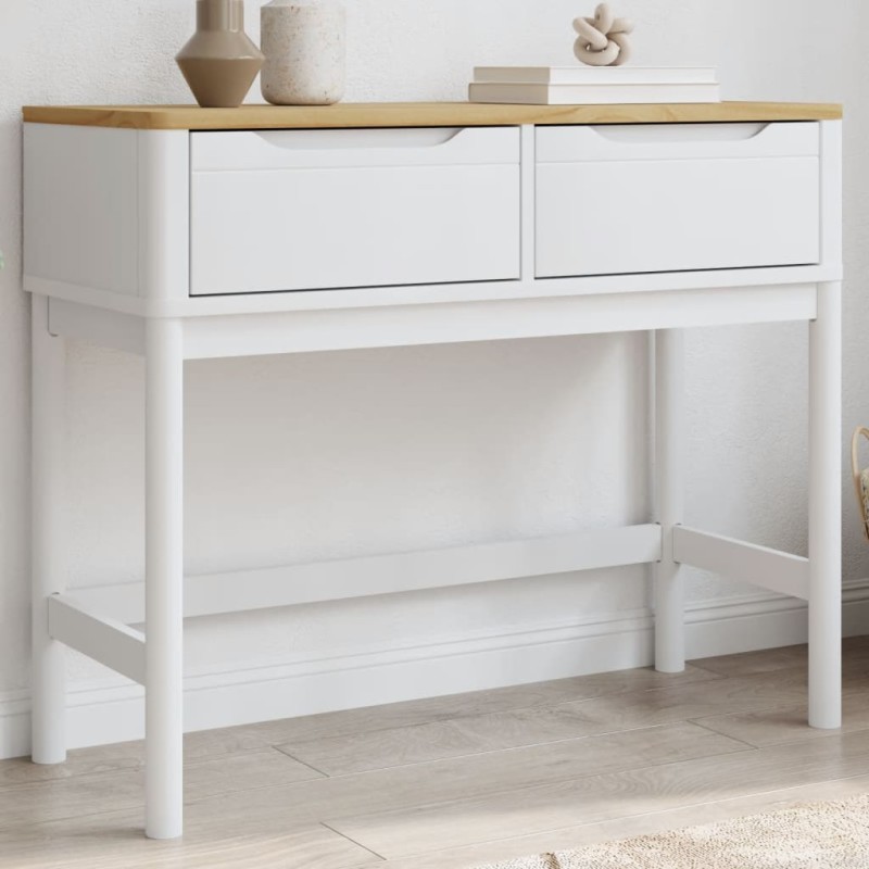 vidaXL Konsolentisch FLORO Weiß 89,5x36,5x73 cm Massivholz Kiefer vidaXL Konsolentisch FLORO Weiß 89,5x36,5x73 cm Massivholz Kiefer