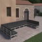10-tlg. Garten-Lounge-Set mit Kissen Grau Kiefer Massivholz 10-tlg. Garten-Lounge-Set mit Kissen Grau Kiefer Massivholz