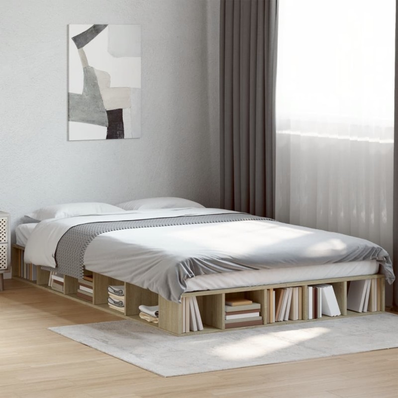 vidaXL Bettgestell Sonoma-Eiche 120x200 cm Holzwerkstoff vidaXL Bettgestell Sonoma-Eiche 120x200 cm Holzwerkstoff