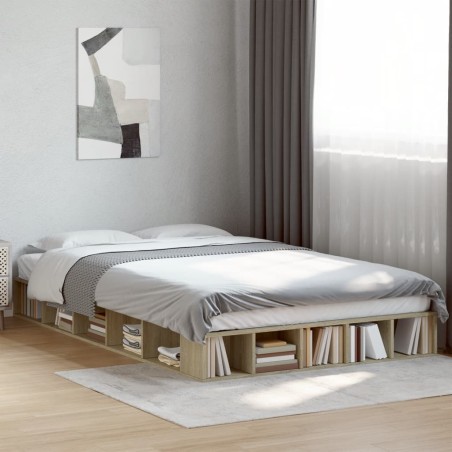 vidaXL Bettgestell Sonoma-Eiche 120x200 cm Holzwerkstoff