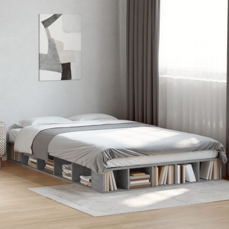 vidaXL Bettgestell Betongrau 140x190 cm Holzwerkstoff