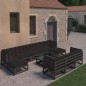 11-tlg. Garten-Lounge-Set mit Kissen Schwarz Kiefer Massivholz 11-tlg. Garten-Lounge-Set mit Kissen Schwarz Kiefer Massivholz