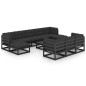 11-tlg. Garten-Lounge-Set mit Kissen Schwarz Kiefer Massivholz 11-tlg. Garten-Lounge-Set mit Kissen Schwarz Kiefer Massivholz