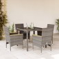 vidaXL 5-tlg. Garten-Essgruppe mit Kissen Grau Poly Rattan und Glas vidaXL 5-tlg. Garten-Essgruppe mit Kissen Grau Poly Rattan und Glas