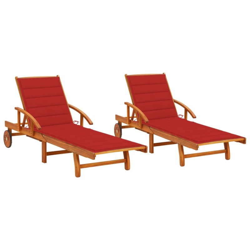 Sonnenliegen 2 Stk. mit Auflagen Massivholz Akazie Sonnenliegen 2 Stk. mit Auflagen Massivholz Akazie