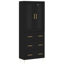 Highboard Schwarz 69,5x34x180 cm Holzwerkstoff