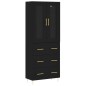 Highboard Schwarz 69,5x34x180 cm Holzwerkstoff