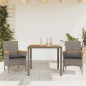 vidaXL 3-tlg. Garten-Essgruppe mit Kissen Grau Poly Rattan Akazie vidaXL 3-tlg. Garten-Essgruppe mit Kissen Grau Poly Rattan Akazie