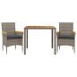 vidaXL 3-tlg. Garten-Essgruppe mit Kissen Grau Poly Rattan Akazie vidaXL 3-tlg. Garten-Essgruppe mit Kissen Grau Poly Rattan Akazie