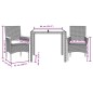 vidaXL 3-tlg. Garten-Essgruppe mit Kissen Grau Poly Rattan Akazie vidaXL 3-tlg. Garten-Essgruppe mit Kissen Grau Poly Rattan Akazie