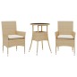 vidaXL 3-tlg. Garten-Essgruppe mit Kissen Beige Poly Rattan und Glas vidaXL 3-tlg. Garten-Essgruppe mit Kissen Beige Poly Rattan und Glas