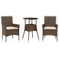 vidaXL 3-tlg. Garten-Essgruppe mit Kissen Braun Poly Rattan Glas vidaXL 3-tlg. Garten-Essgruppe mit Kissen Braun Poly Rattan Glas