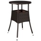 vidaXL 3-tlg. Garten-Essgruppe mit Kissen Braun Poly Rattan Glas vidaXL 3-tlg. Garten-Essgruppe mit Kissen Braun Poly Rattan Glas