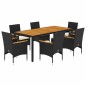 vidaXL 7-tlg. Garten-Essgruppe mit Kissen Schwarz Poly Rattan Akazie vidaXL 7-tlg. Garten-Essgruppe mit Kissen Schwarz Poly Rattan Akazie