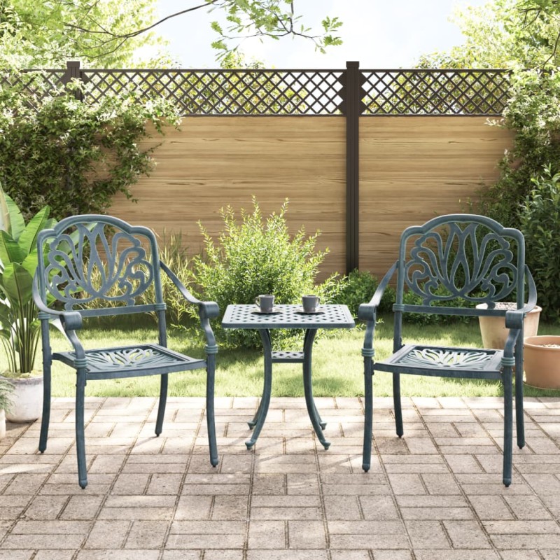 vidaXL Gartenstühle 2 Stk. Grün Aluminiumguss vidaXL Gartenstühle 2 Stk. Grün Aluminiumguss