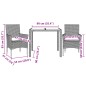 vidaXL 3-tlg. Garten-Essgruppe mit Kissen Braun Poly Rattan Glas vidaXL 3-tlg. Garten-Essgruppe mit Kissen Braun Poly Rattan Glas