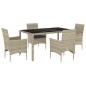 vidaXL 5-tlg. Garten-Essgruppe mit Kissen Hellgrau Poly Rattan Glas vidaXL 5-tlg. Garten-Essgruppe mit Kissen Hellgrau Poly Rattan Glas