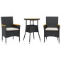 vidaXL 3-tlg. Garten-Essgruppe mit Kissen Schwarz Poly Rattan Akazie vidaXL 3-tlg. Garten-Essgruppe mit Kissen Schwarz Poly Rattan Akazie