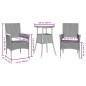 vidaXL 3-tlg. Garten-Essgruppe mit Kissen Schwarz Poly Rattan Akazie vidaXL 3-tlg. Garten-Essgruppe mit Kissen Schwarz Poly Rattan Akazie