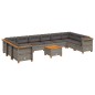 vidaXL 11-tlg. Garten-Sofagarnitur mit Kissen Grau Poly Rattan vidaXL 11-tlg. Garten-Sofagarnitur mit Kissen Grau Poly Rattan