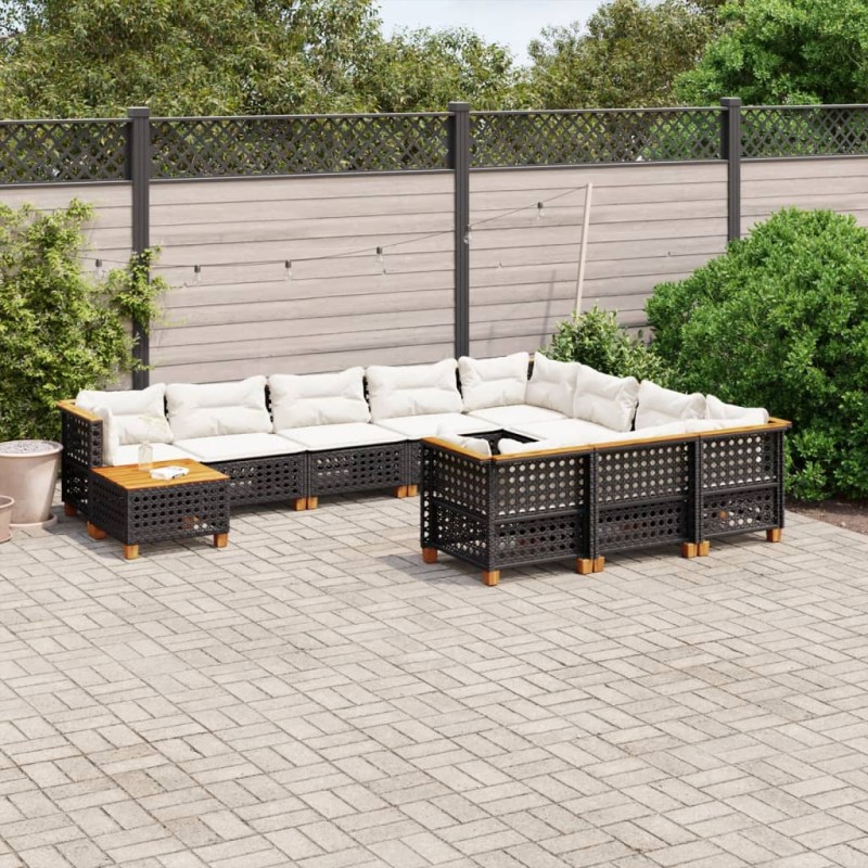 vidaXL 11-tlg. Garten-Sofagarnitur mit Kissen Schwarz Poly Rattan vidaXL 11-tlg. Garten-Sofagarnitur mit Kissen Schwarz Poly Rattan