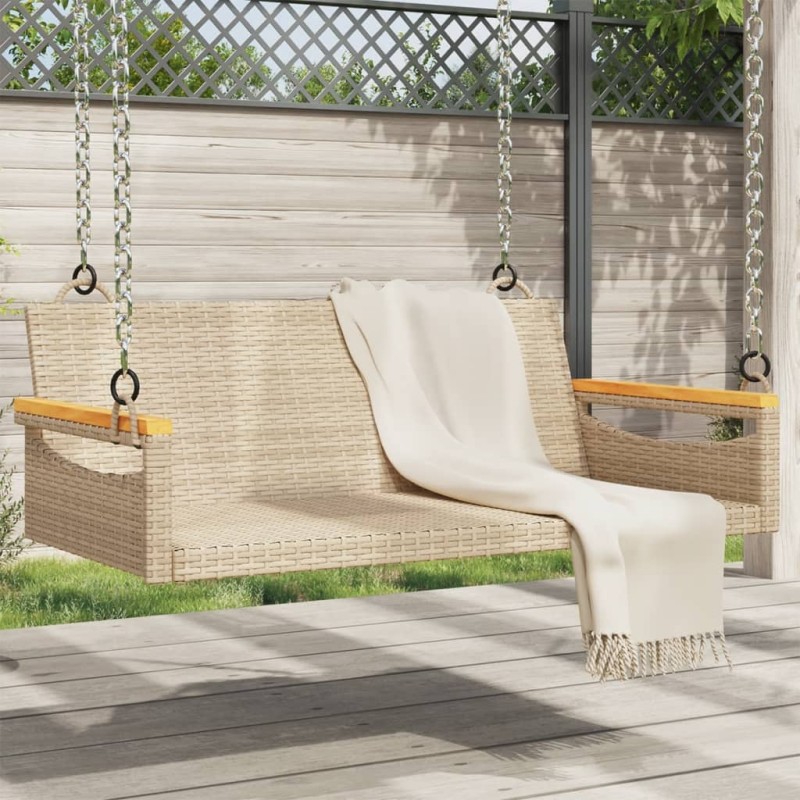 vidaXL Hängebank Beige 109x62x40 cm Poly Rattan vidaXL Hängebank Beige 109x62x40 cm Poly Rattan