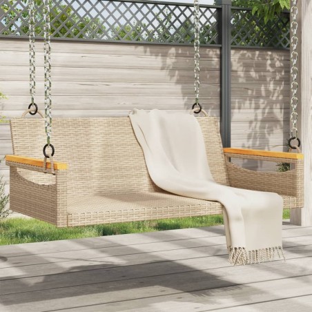 vidaXL Hängebank Beige 109x62x40 cm Poly Rattan