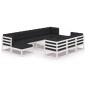 vidaXL 11-tlg. Garten-Lounge-Set mit Kissen Weiß Kiefer Massivholz