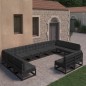 12-tlg. Garten-Lounge-Set mit Kissen Schwarz Kiefer Massivholz 12-tlg. Garten-Lounge-Set mit Kissen Schwarz Kiefer Massivholz