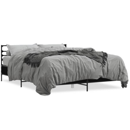 vidaXL Bettgestell Schwarz 160x200 cm Holzwerkstoff und Metall