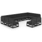 12-tlg. Garten-Lounge-Set mit Kissen Schwarz Kiefer Massivholz 12-tlg. Garten-Lounge-Set mit Kissen Schwarz Kiefer Massivholz