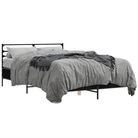 vidaXL Bettgestell Schwarz 120x190 cm Holzwerkstoff und Metall