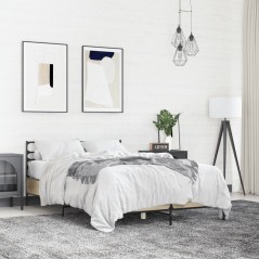 vidaXL Bettgestell Sonoma-Eiche 140x190 cm Holzwerkstoff und Metall