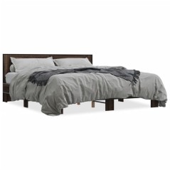 vidaXL Bettgestell Braun Eichen-Optik 200x200 cm Holzwerkstoff Metall