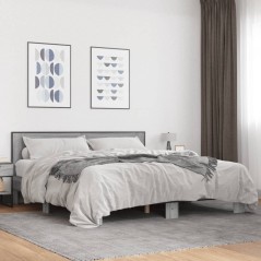 vidaXL Bettgestell Grau Sonoma 180x200 cm Holzwerkstoff und Metall