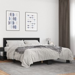 vidaXL Bettgestell Schwarz 160x200 cm Holzwerkstoff und Metall