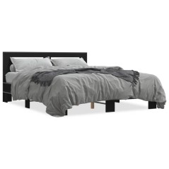 vidaXL Bettgestell Schwarz 160x200 cm Holzwerkstoff und Metall