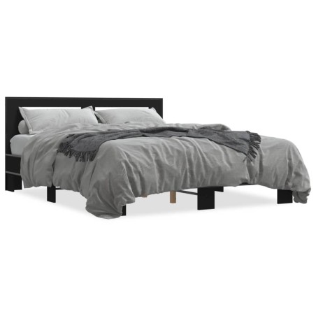 vidaXL Bettgestell Schwarz 160x200 cm Holzwerkstoff und Metall
