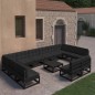 vidaXL 13-tlg. Garten-Lounge-Set mit Kissen Schwarz Massivholz Kiefer vidaXL 13-tlg. Garten-Lounge-Set mit Kissen Schwarz Massivholz Kiefer