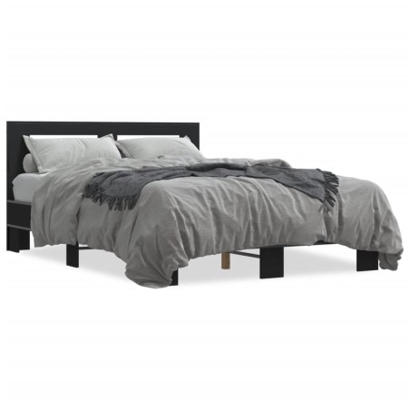 vidaXL Bettgestell Schwarz 120x190 cm Holzwerkstoff und Metall
