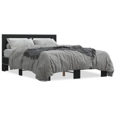vidaXL Bettgestell Schwarz 135x190 cm Holzwerkstoff und Metall